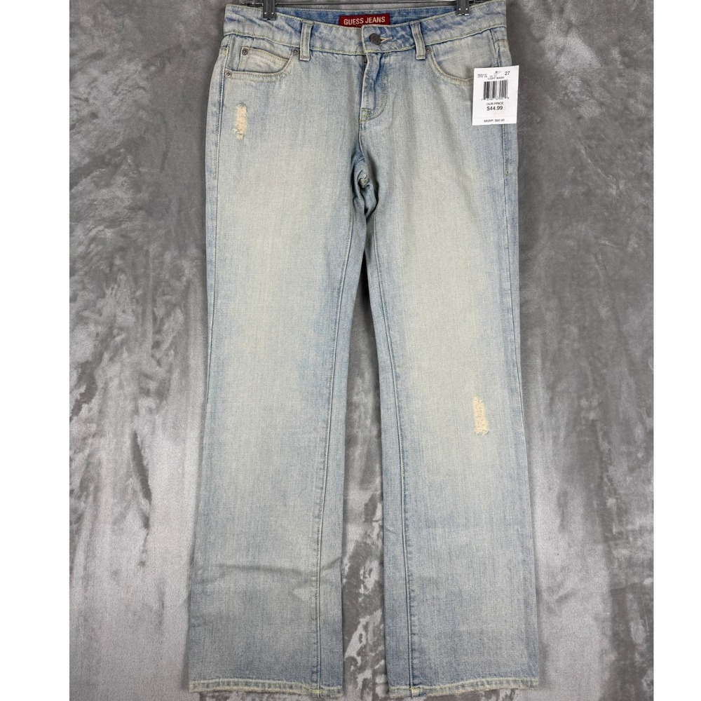 NWT GUESS Jeans Womens Light Wash Bootcut Embroidered Denim Pants Size 27